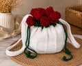 Handmade Crochet Potli Bag with Flower Bouquet Handmade Crochet Potli Bag with Flower Bouquet Design – Unique Handbag